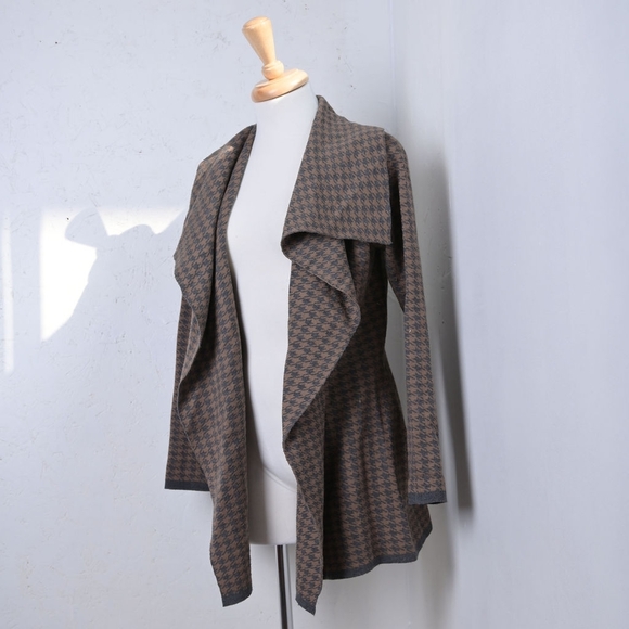 Contemporaine by Simons | Brown houndstooth heavy sweater flowly cardigan - Picture 15 of 15